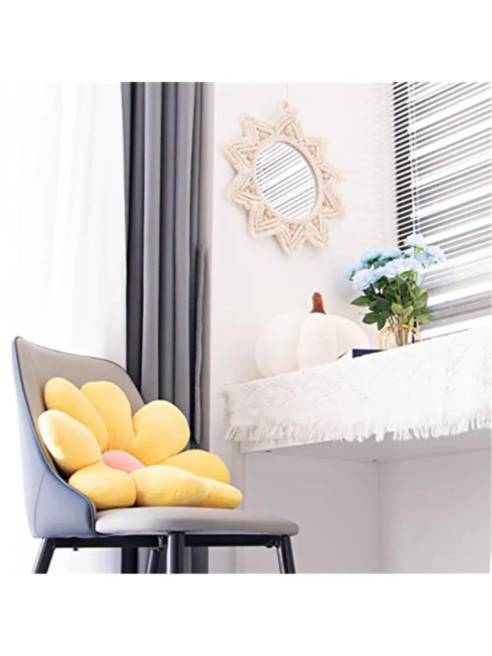 Boho Wall Decor Mirror Macrame Circle Hanging Mirror for Bedroom Living Room